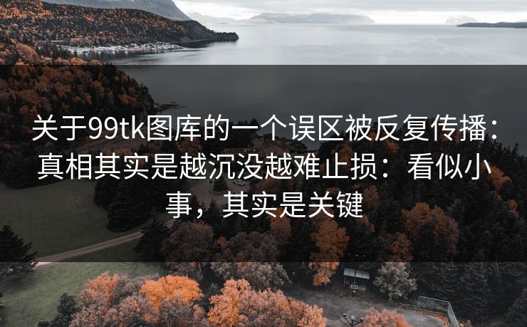 关于99tk图库的一个误区被反复传播：真相其实是越沉没越难止损：看似小事，其实是关键