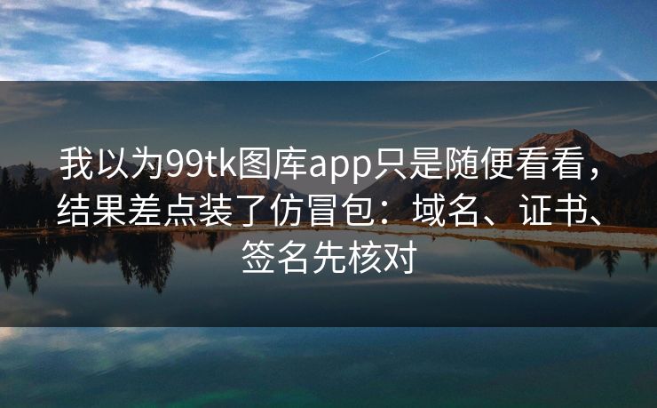 我以为99tk图库app只是随便看看，结果差点装了仿冒包：域名、证书、签名先核对